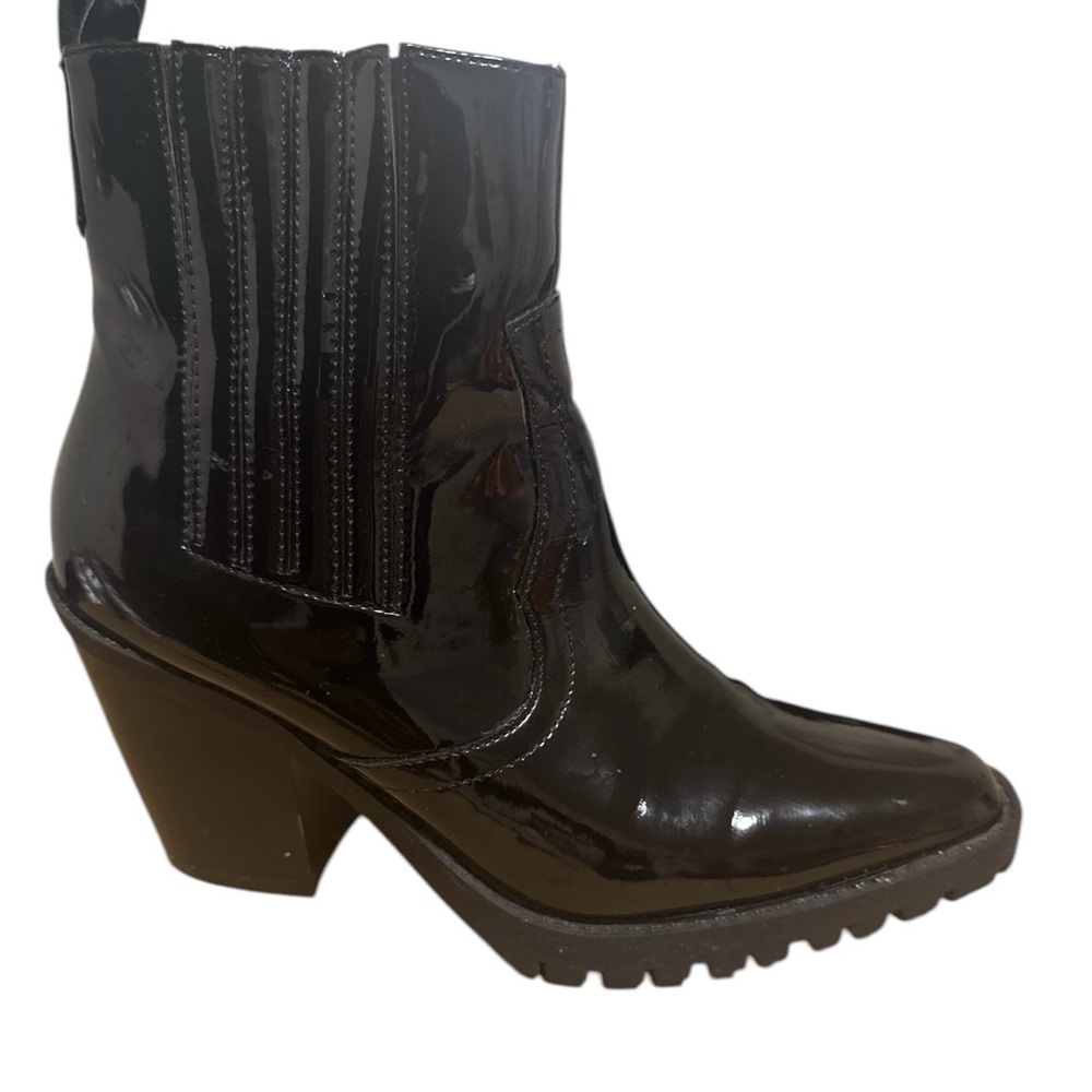Black Patent Leather Ankle Boots